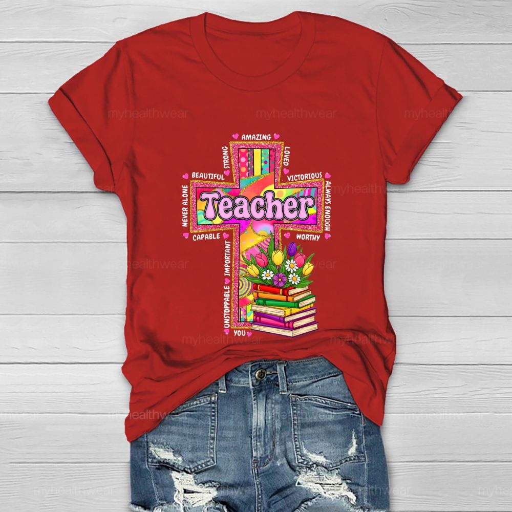Teacher Cross Book Healthwear T-shirt