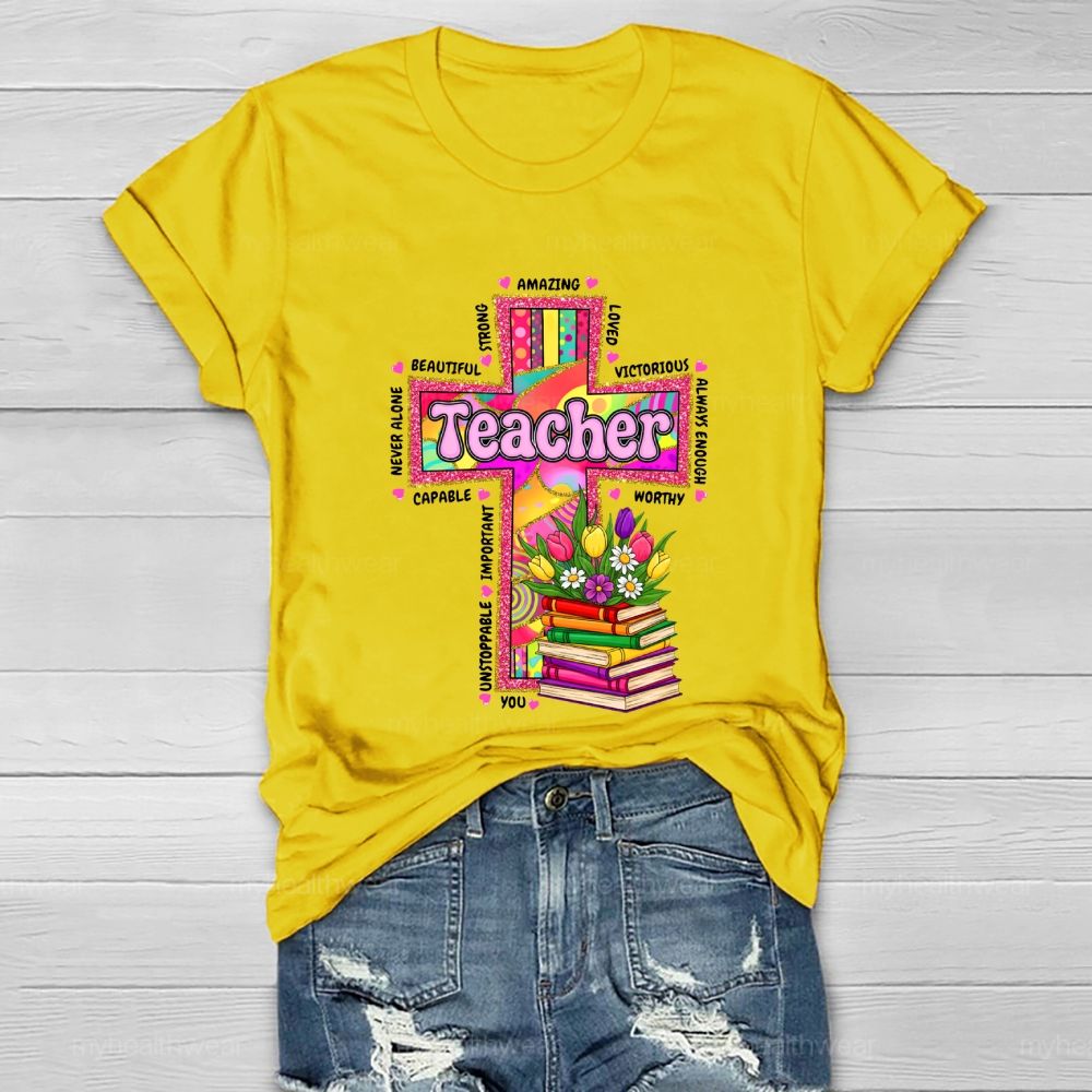 Teacher Cross Book Healthwear T-shirt