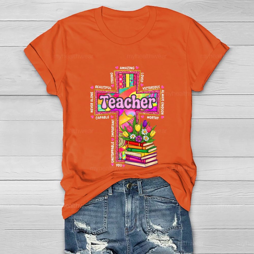 Teacher Cross Book Healthwear T-shirt