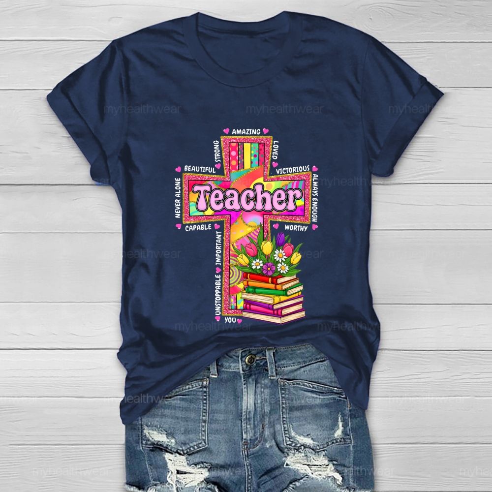 Teacher Cross Book Healthwear T-shirt