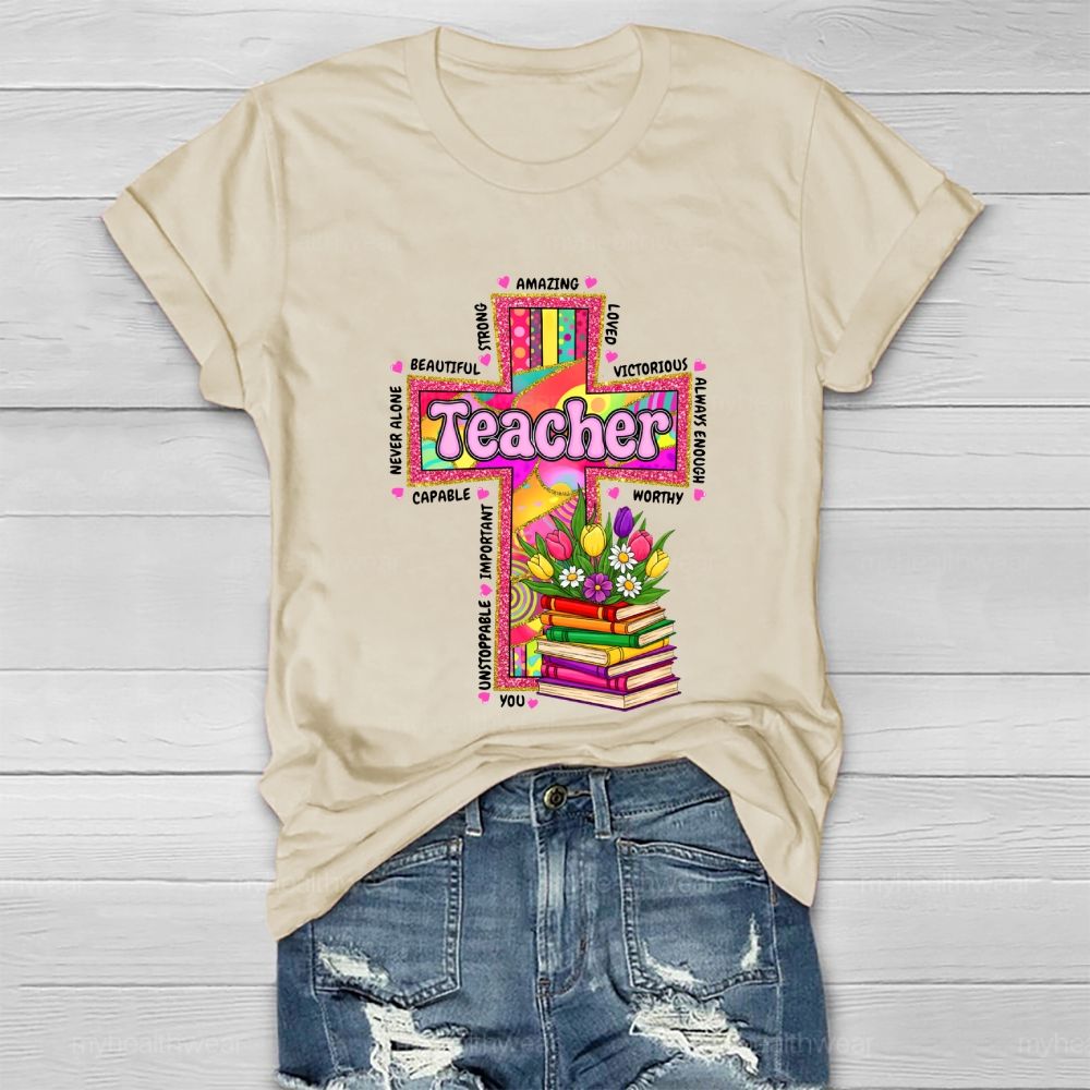 Teacher Cross Book Healthwear T-shirt