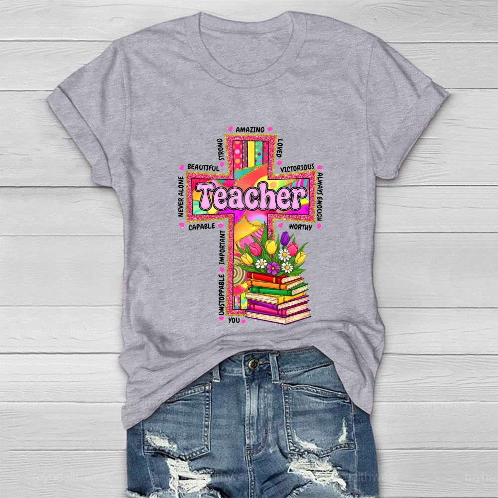 Teacher Cross Book Healthwear T-shirt
