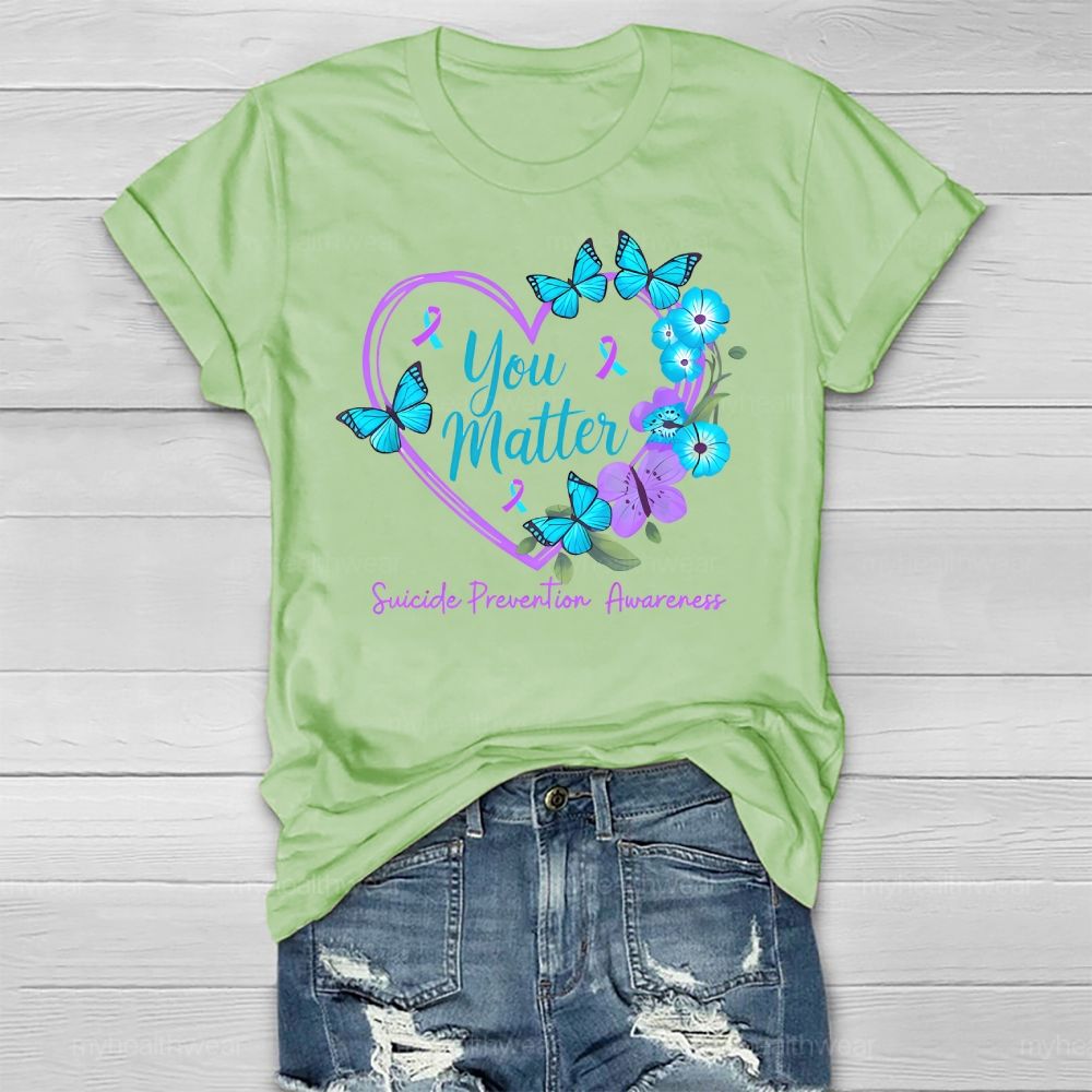 You Matter Suicide Prevention Awareness Teal Purple Heart Healthwear T-shirt