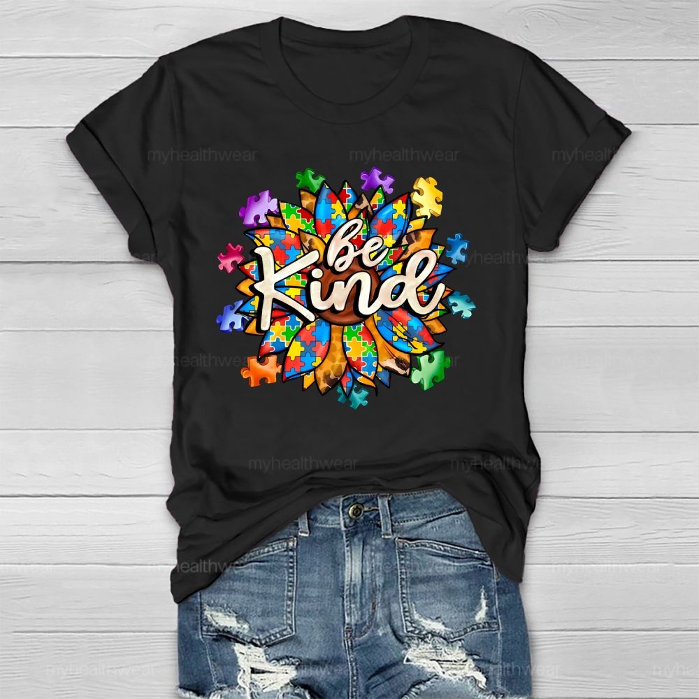 Be Kind Sunflower Puzzle Healthwear T-shirt