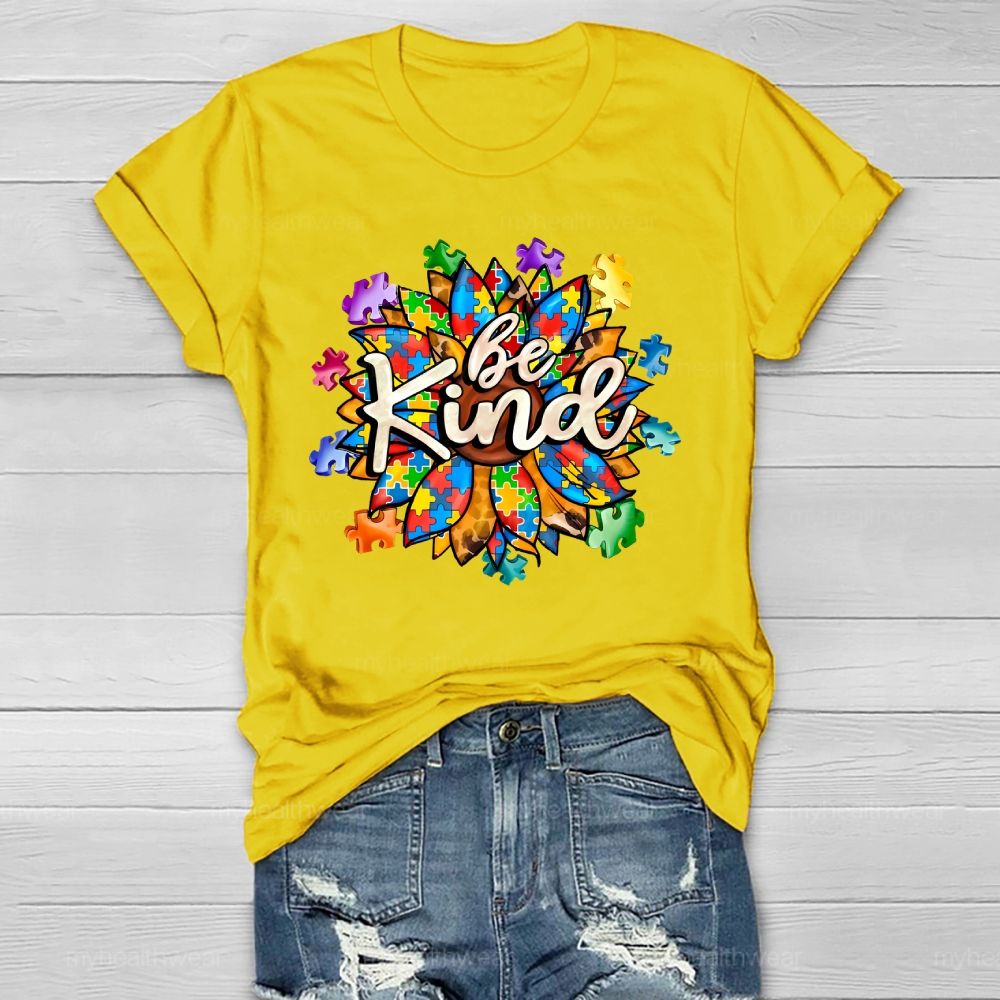 Be Kind Sunflower Puzzle Healthwear T-shirt
