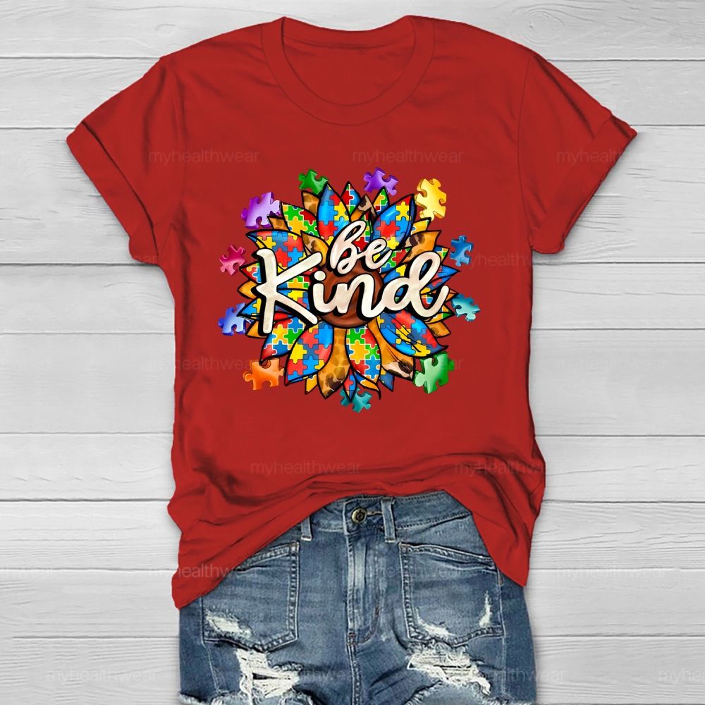 Be Kind Sunflower Puzzle Healthwear T-shirt