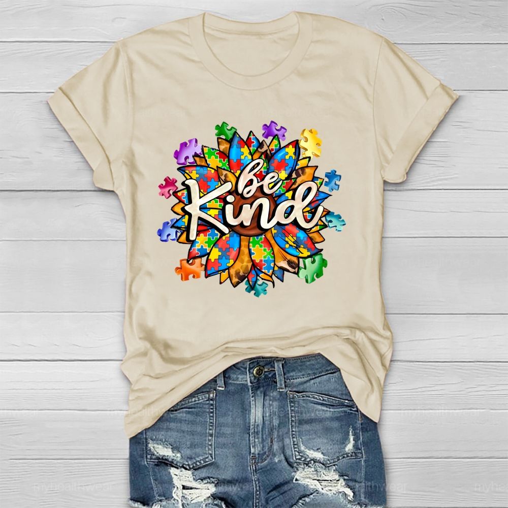 Be Kind Sunflower Puzzle Healthwear T-shirt