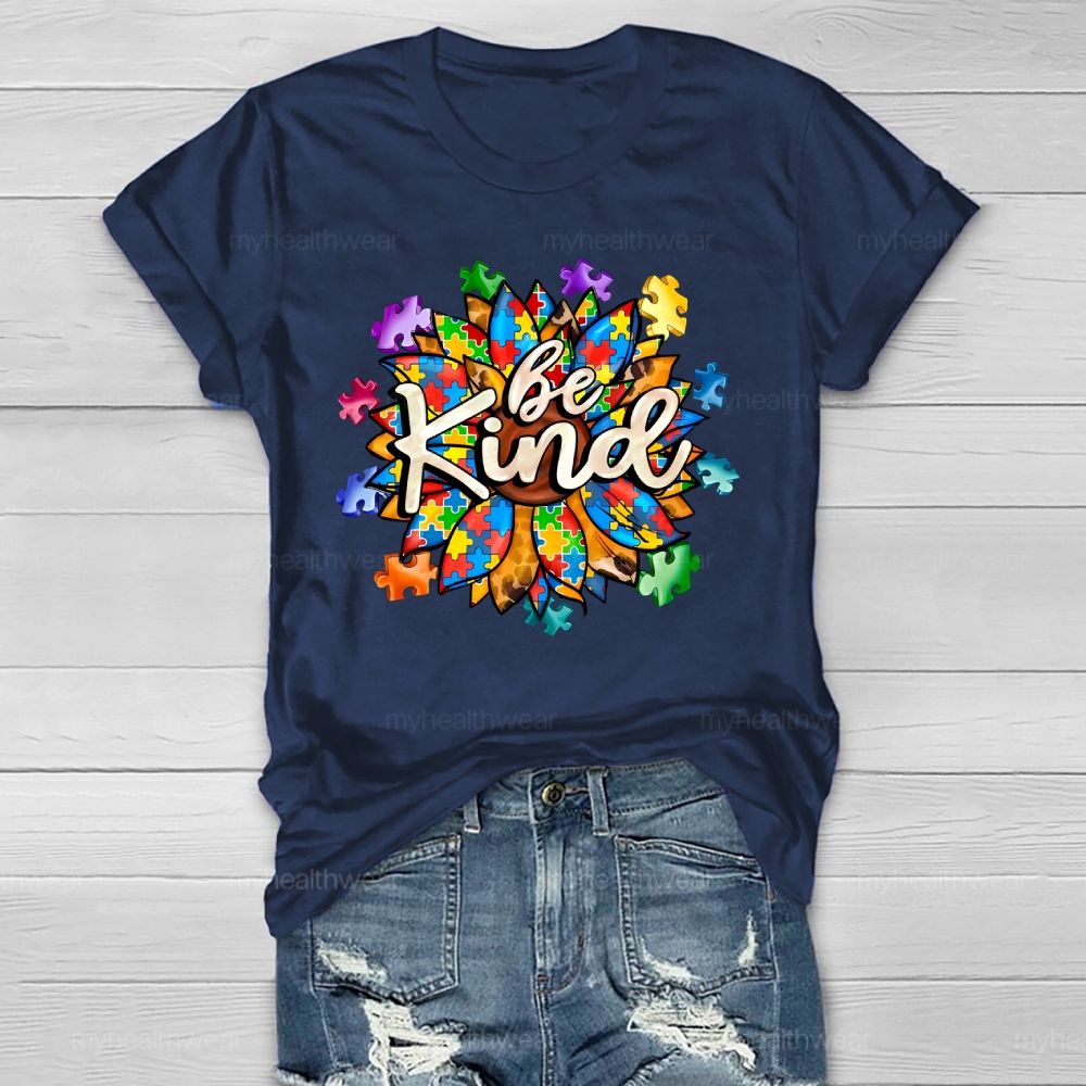 Be Kind Sunflower Puzzle Healthwear T-shirt