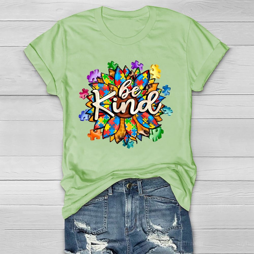 Be Kind Sunflower Puzzle Healthwear T-shirt