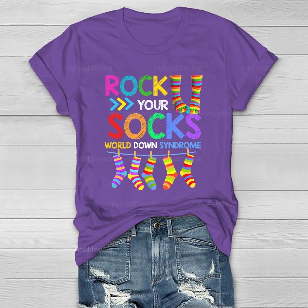 Rock Your Socks World Down Syndrome Awareness  Healthwear T-shirt