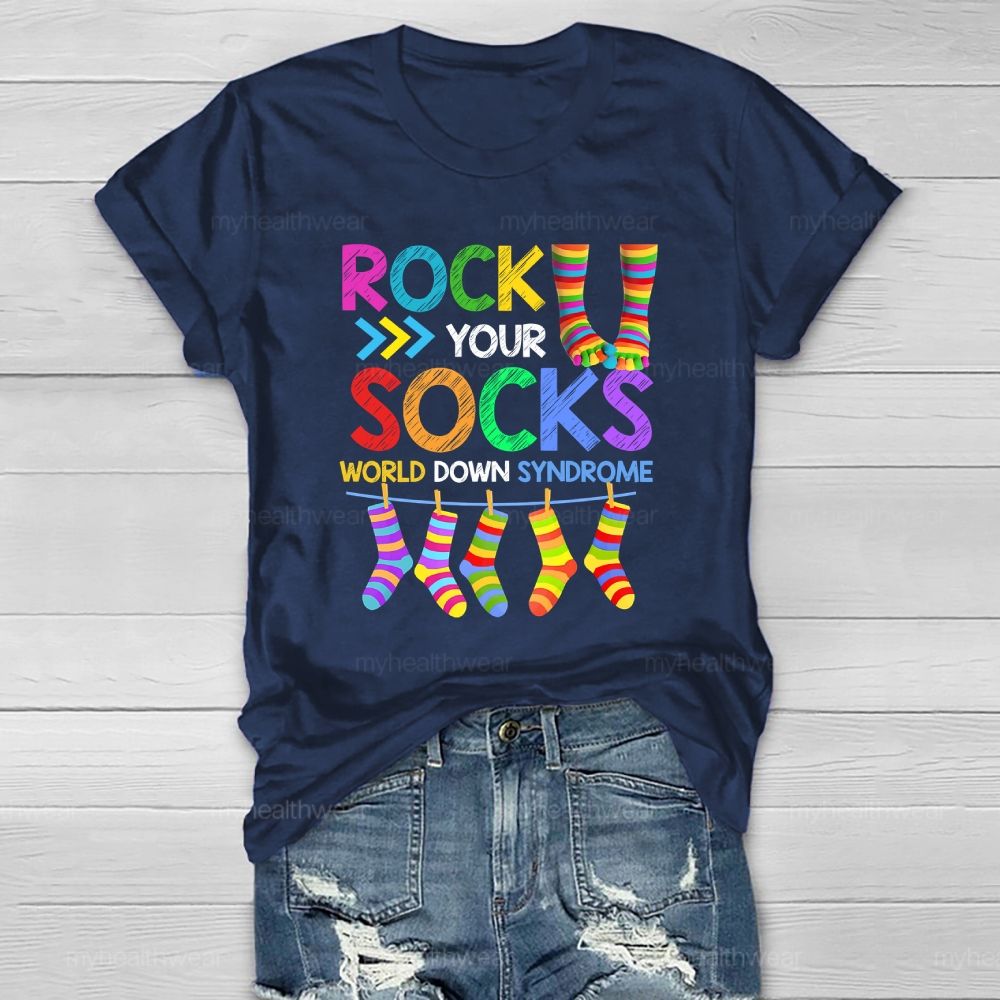 Rock Your Socks World Down Syndrome Awareness  Healthwear T-shirt