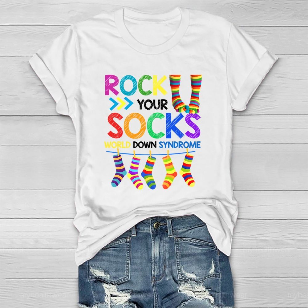 Rock Your Socks World Down Syndrome Awareness  Healthwear T-shirt