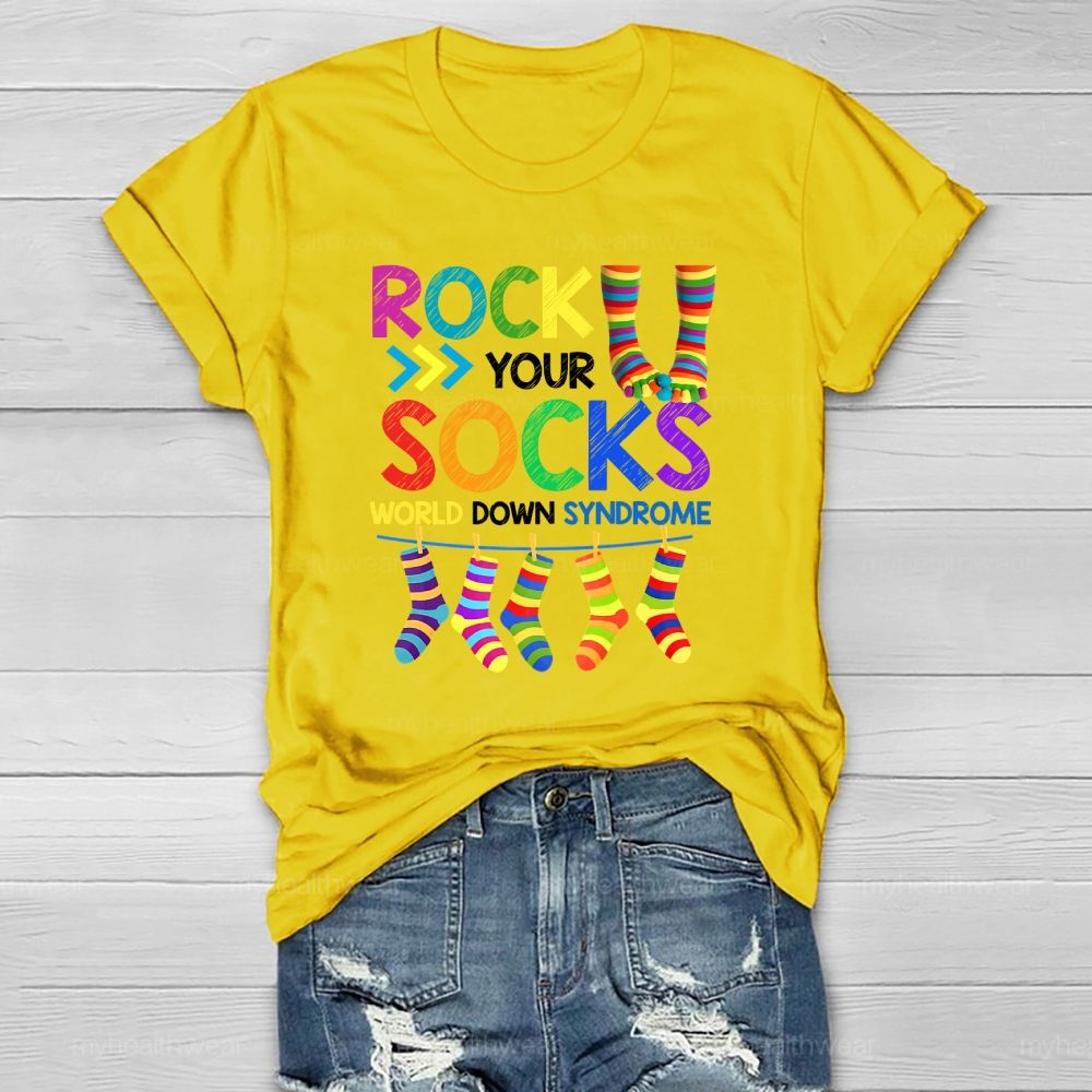 Rock Your Socks World Down Syndrome Awareness  Healthwear T-shirt