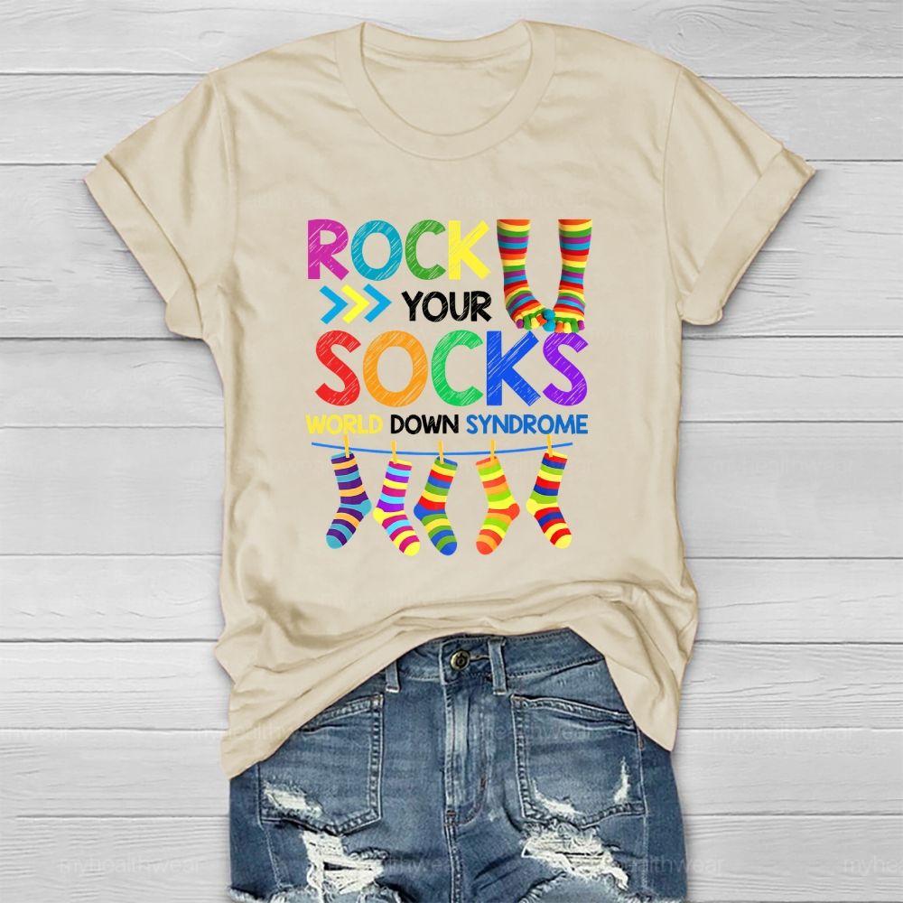 Rock Your Socks World Down Syndrome Awareness  Healthwear T-shirt