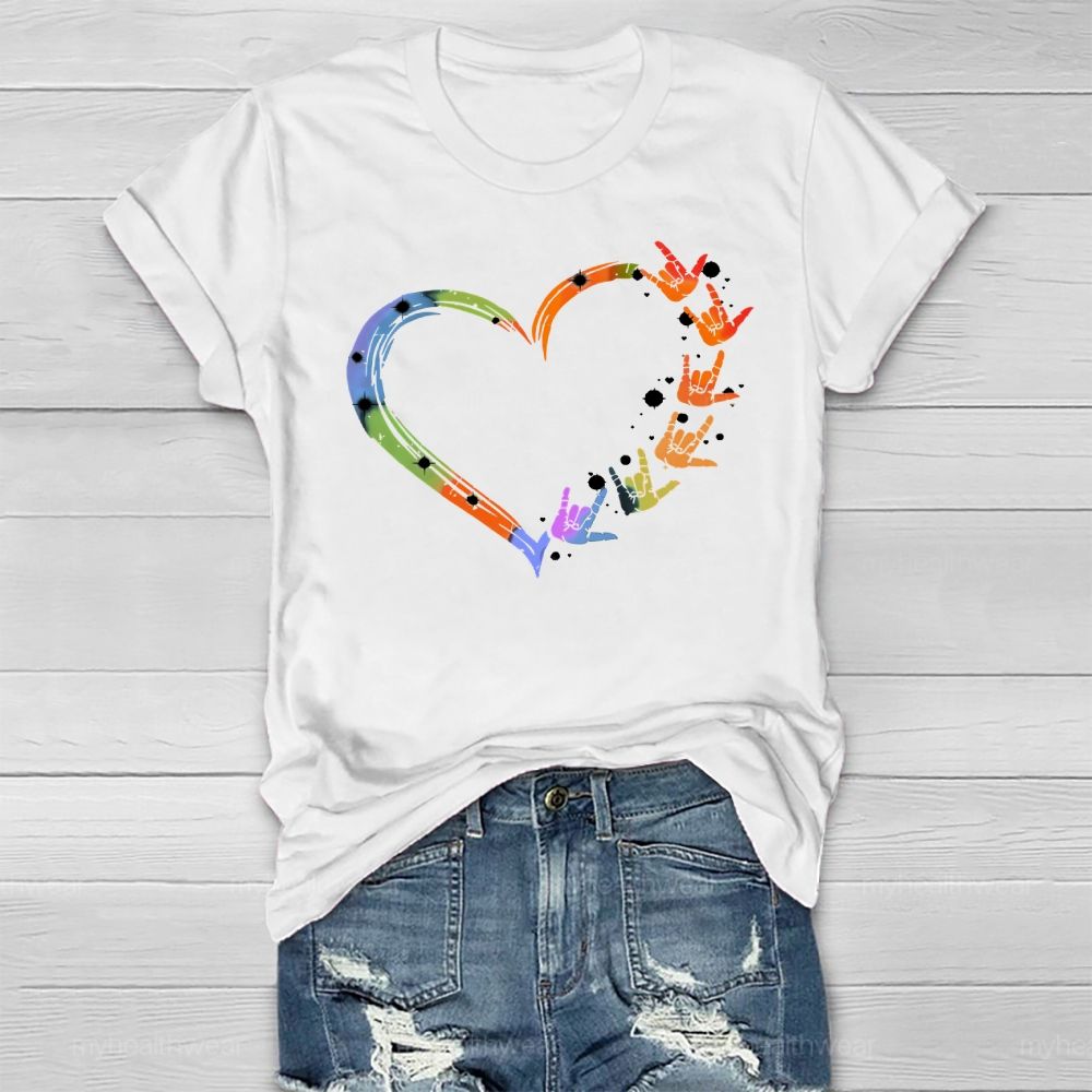 Gesture Colorful Heart Healthwear T-shirt