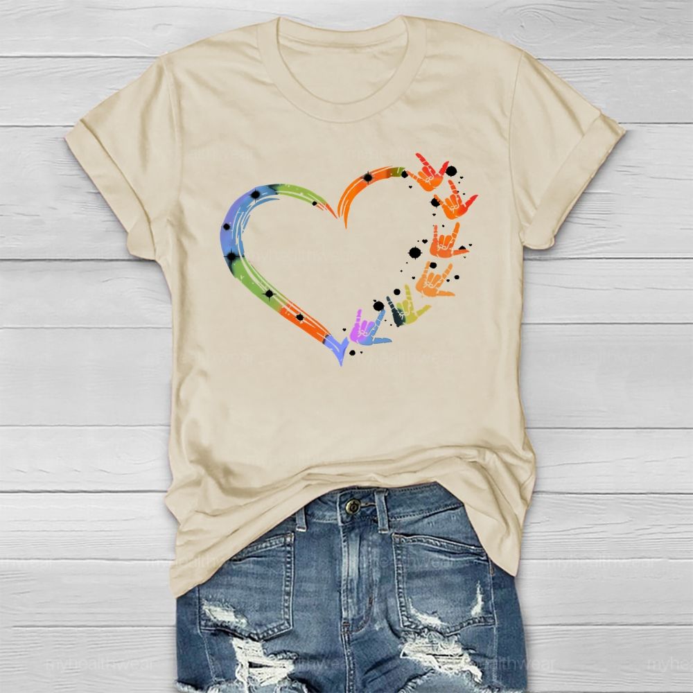 Gesture Colorful Heart Healthwear T-shirt