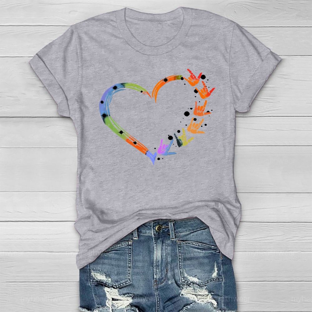 Gesture Colorful Heart Healthwear T-shirt
