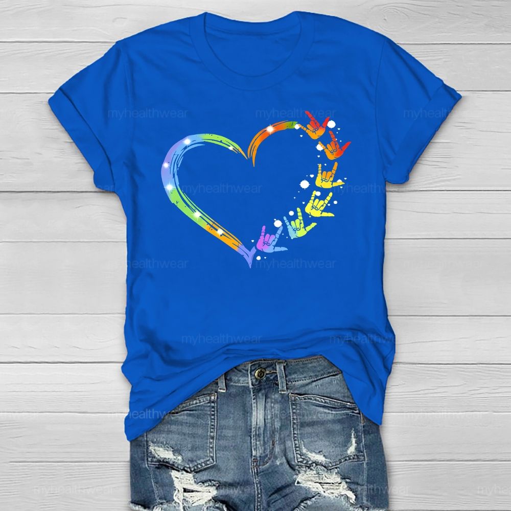 Gesture Colorful Heart Healthwear T-shirt