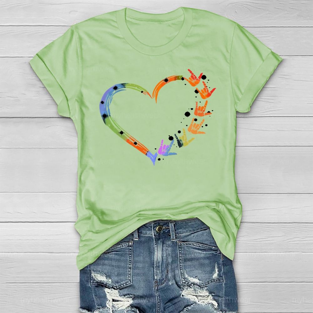 Gesture Colorful Heart Healthwear T-shirt