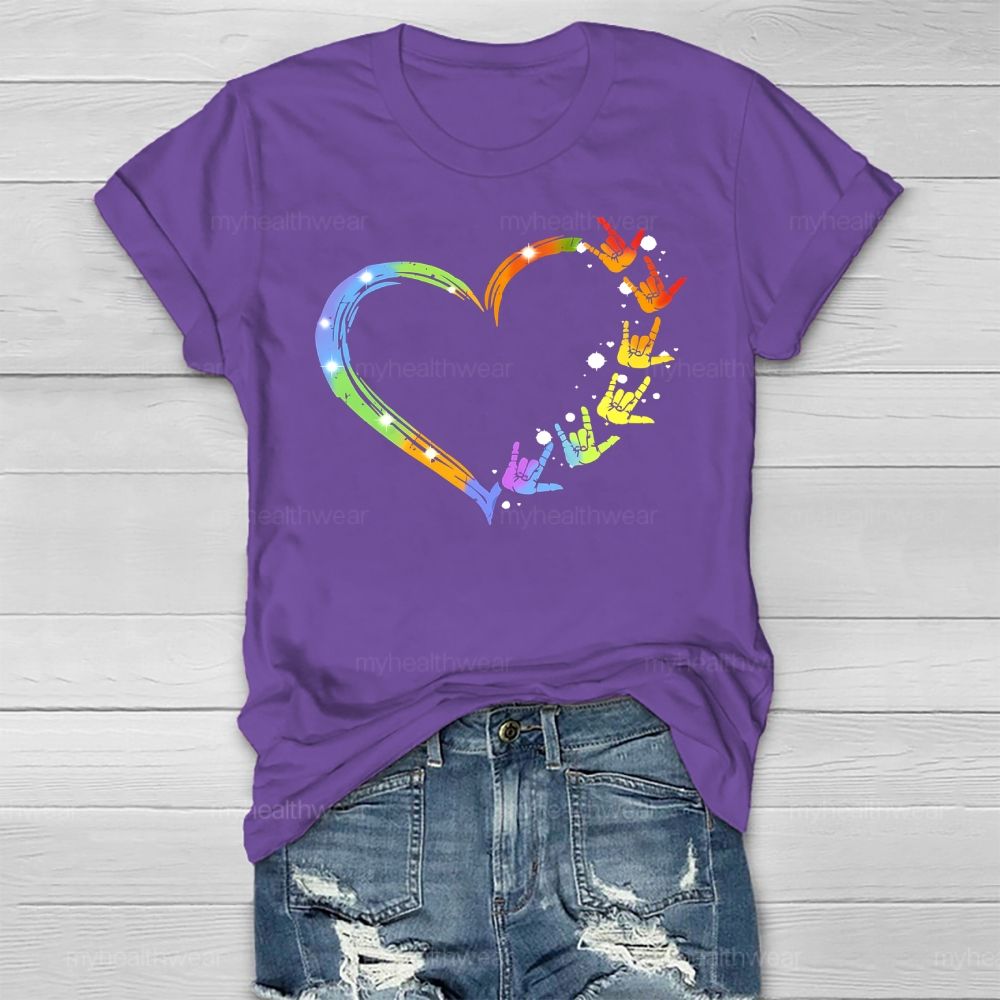 Gesture Colorful Heart Healthwear T-shirt