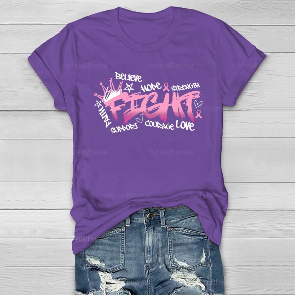 Fight Believe Hope Pink Ribbon  Healthwear T-shirt