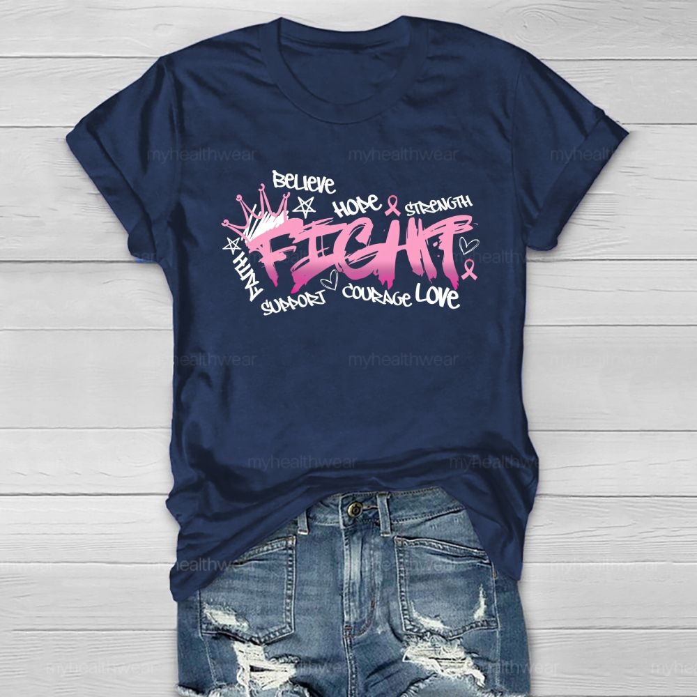 Fight Believe Hope Pink Ribbon  Healthwear T-shirt