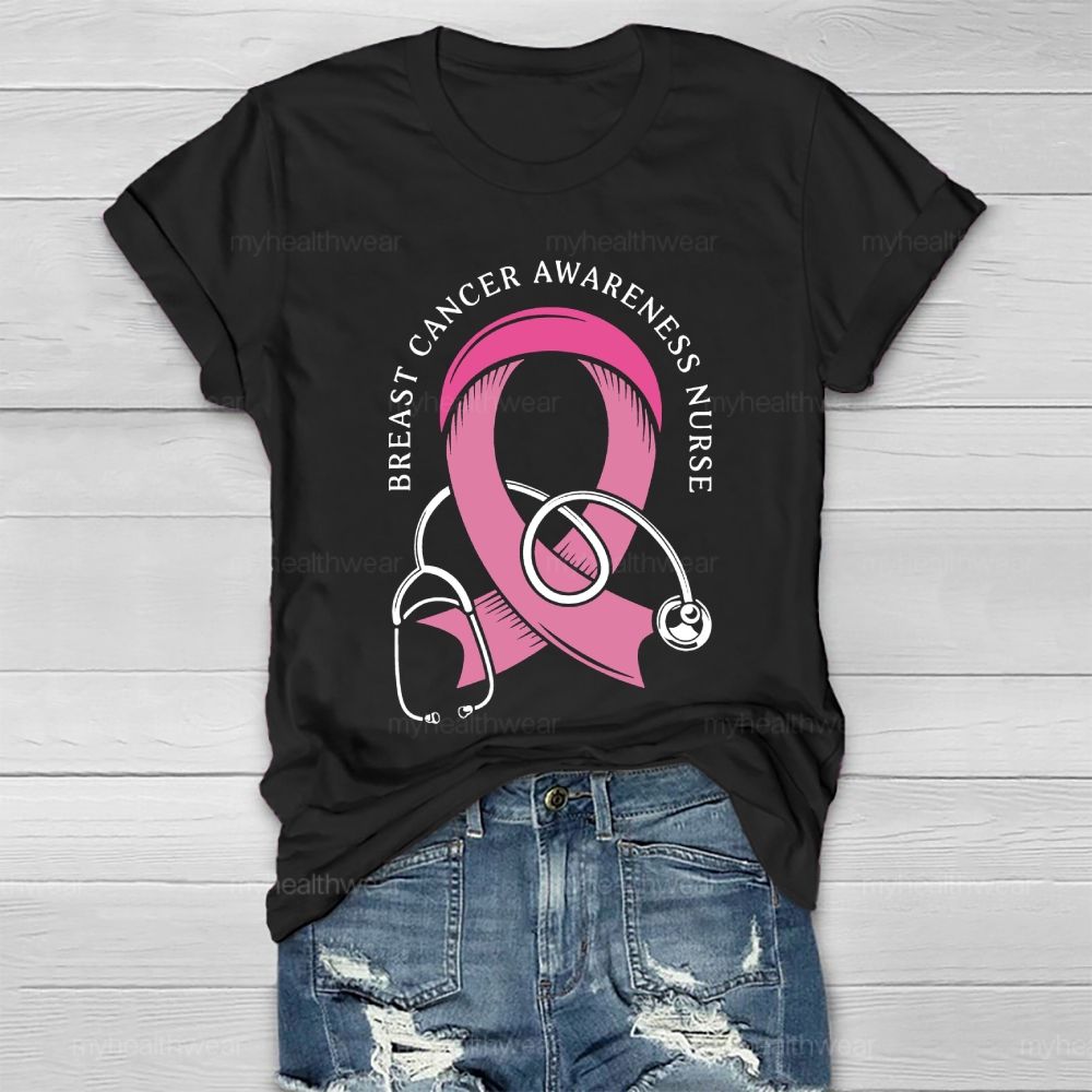 Breast Cancer Awareness Nurse Healthwear T-shirt