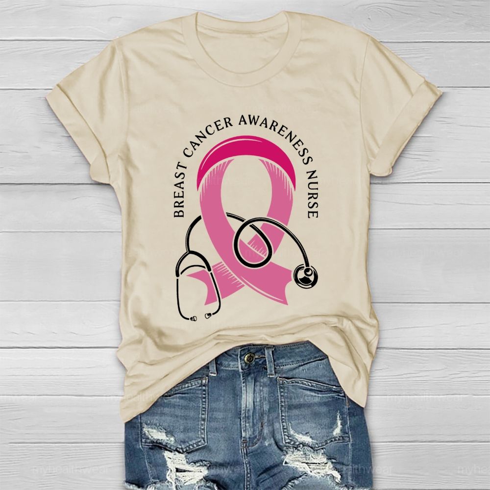 Breast Cancer Awareness Nurse Healthwear T-shirt
