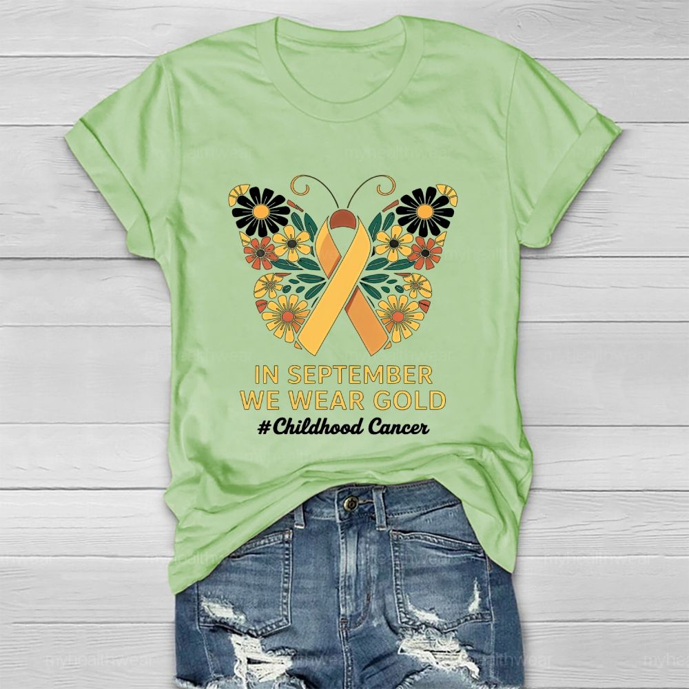 In September We Wear Gold Childhood Cancer Awareness Healthwear T-shirt