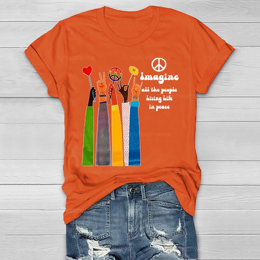 Imagine All The People Living Life In Peace Healthwear T-shirt