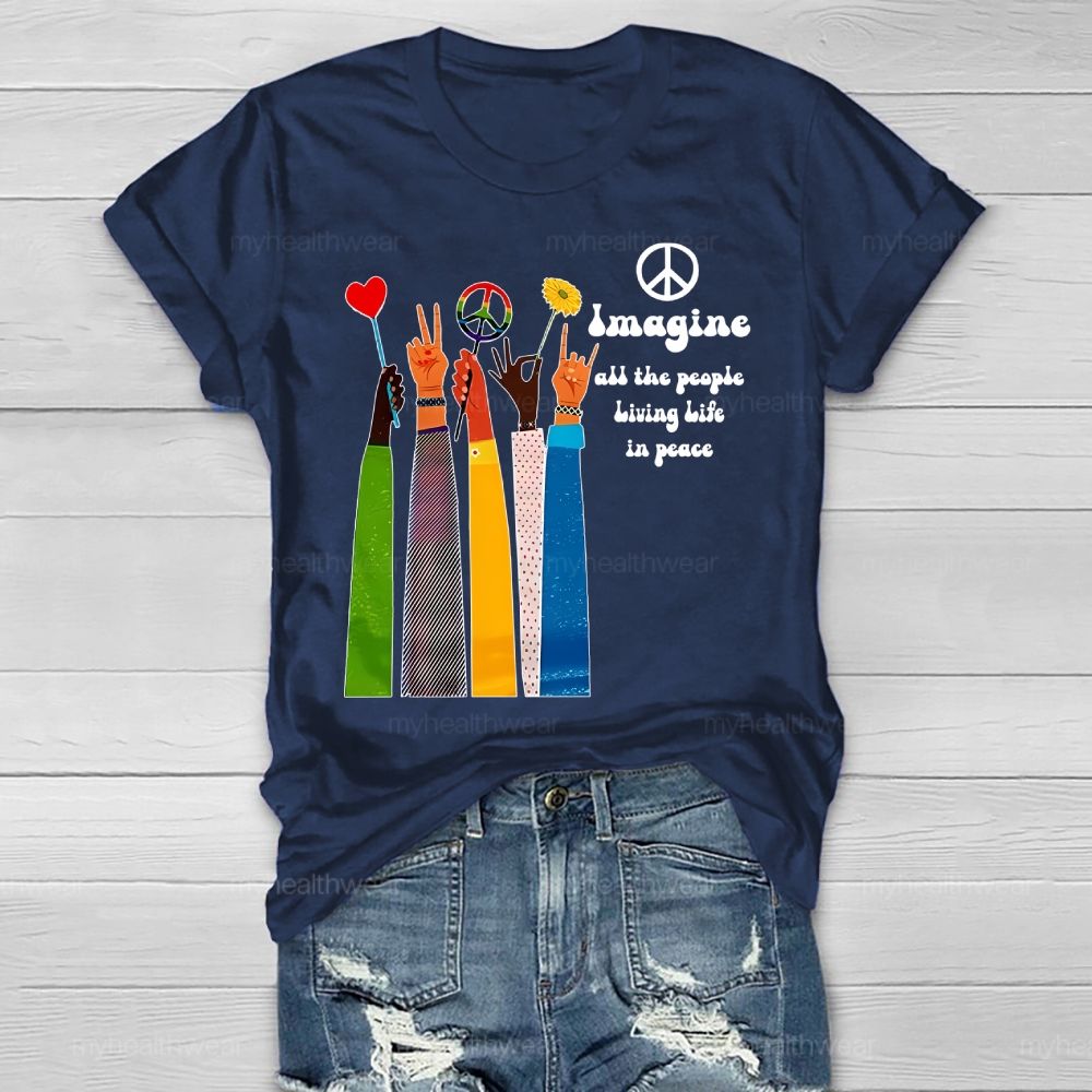 Imagine All The People Living Life In Peace Healthwear T-shirt