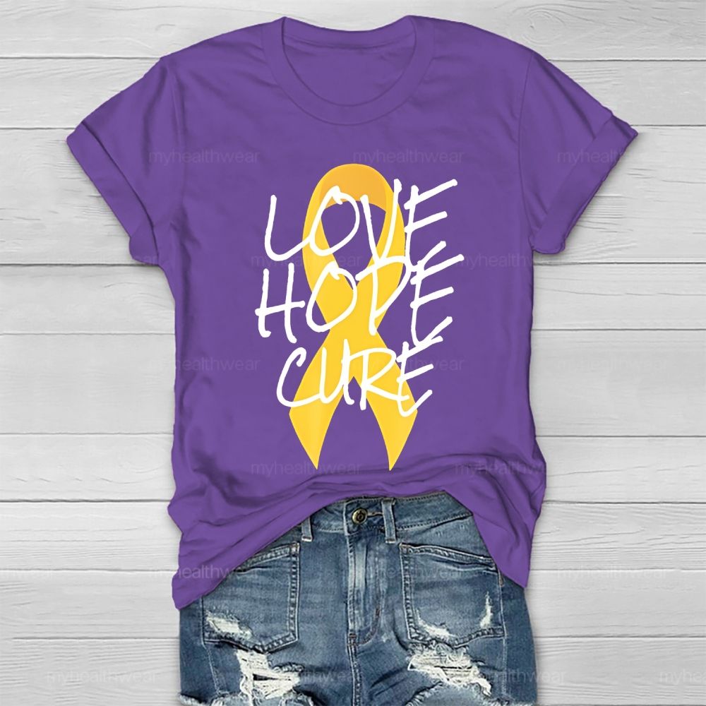 Love Hope Cure Gold Ribbon Healthwear T-shirt