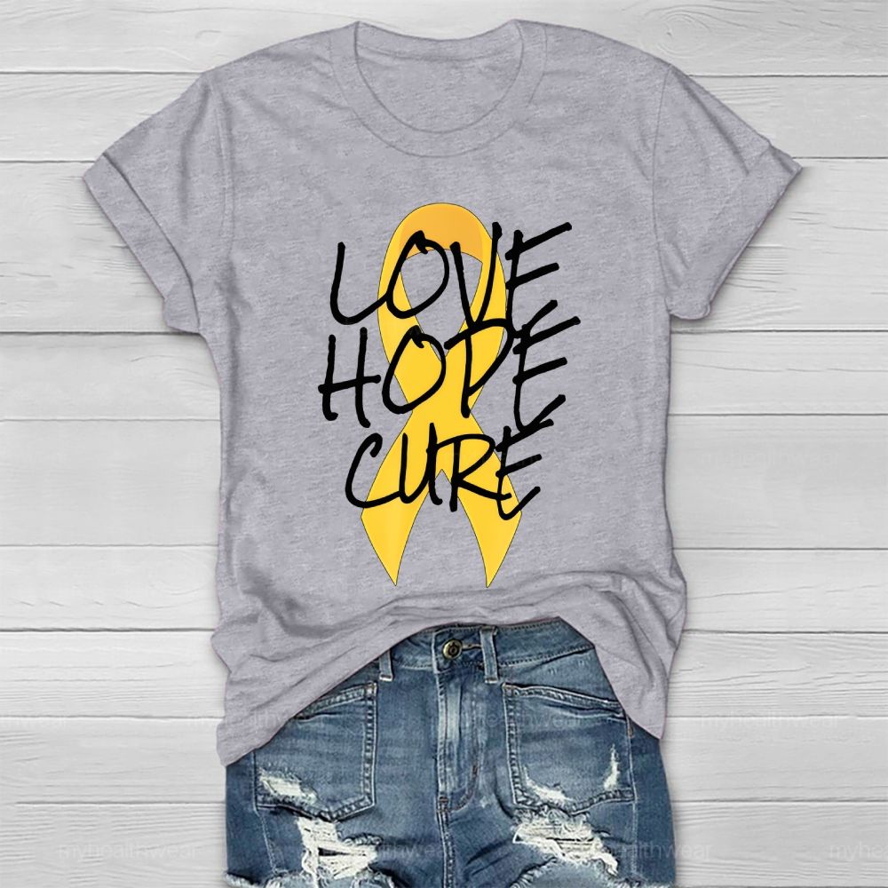 Love Hope Cure Gold Ribbon Healthwear T-shirt