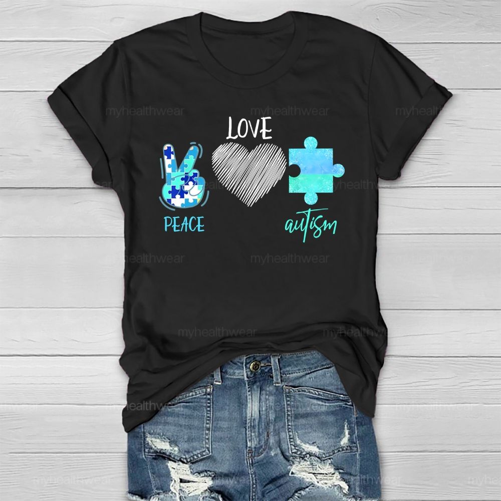 Peace Love Autism  Healthwear T-shirt
