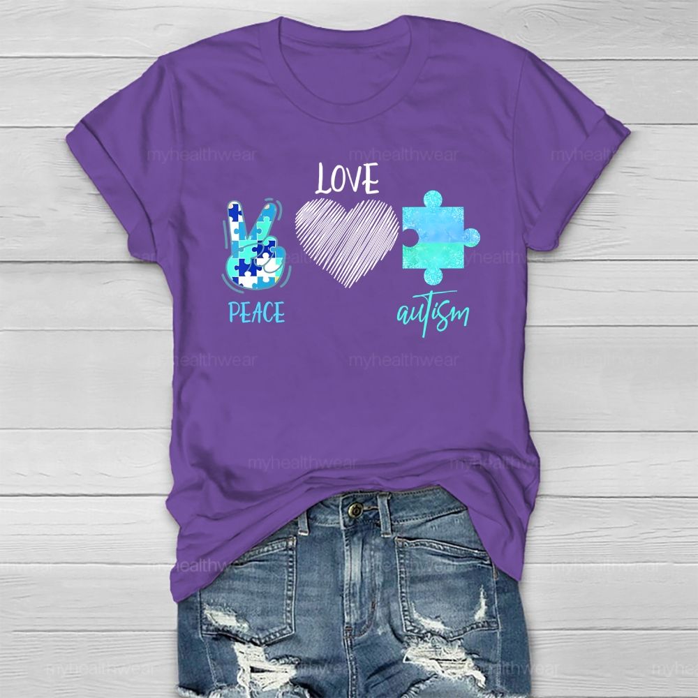 Peace Love Autism  Healthwear T-shirt