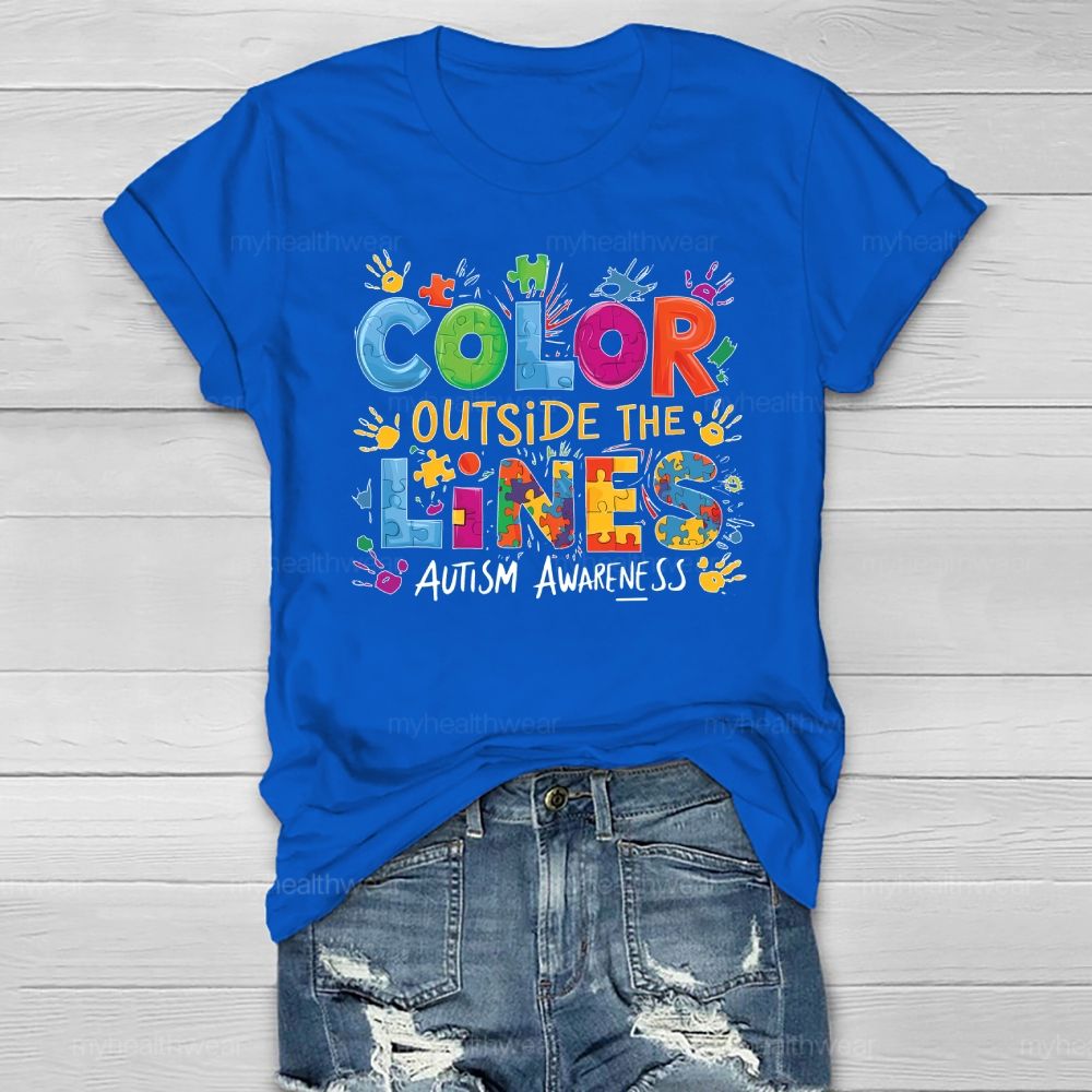 Color Outside The Lines Autism Awareness  Healthwear T-shirt