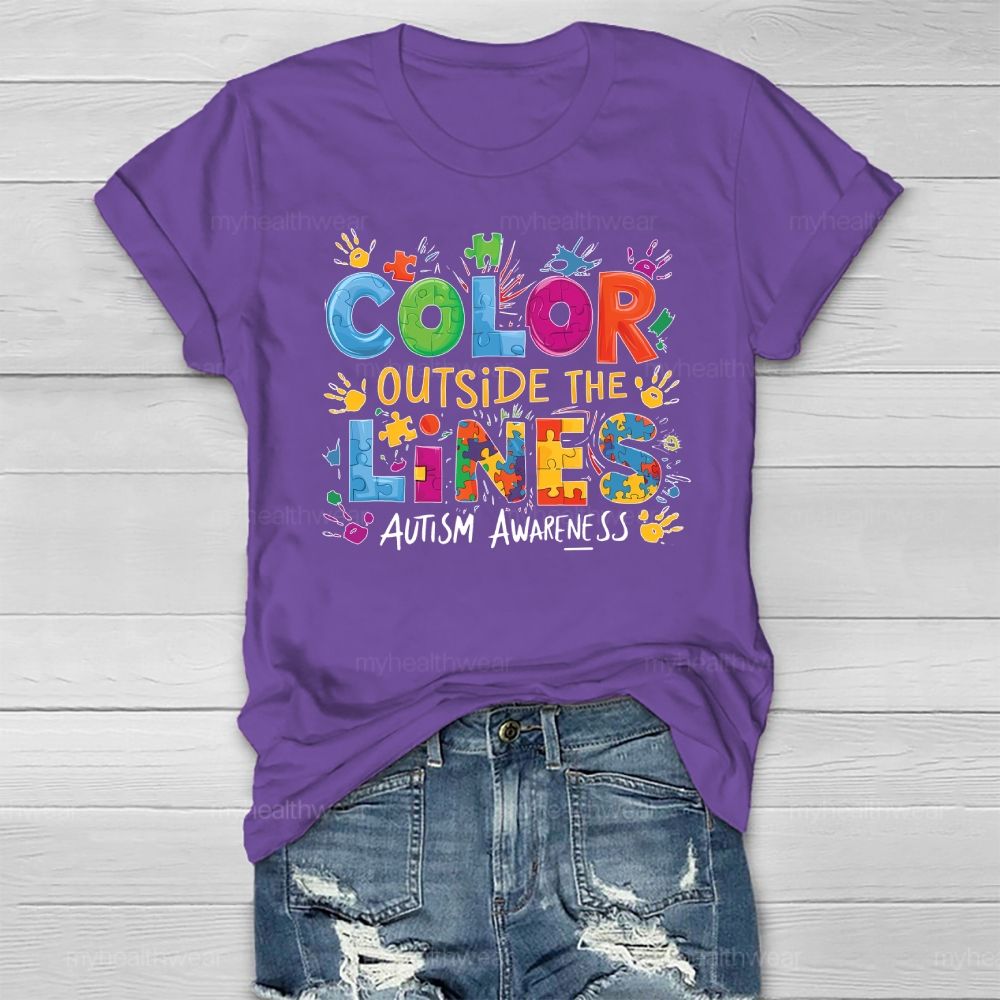 Color Outside The Lines Autism Awareness  Healthwear T-shirt