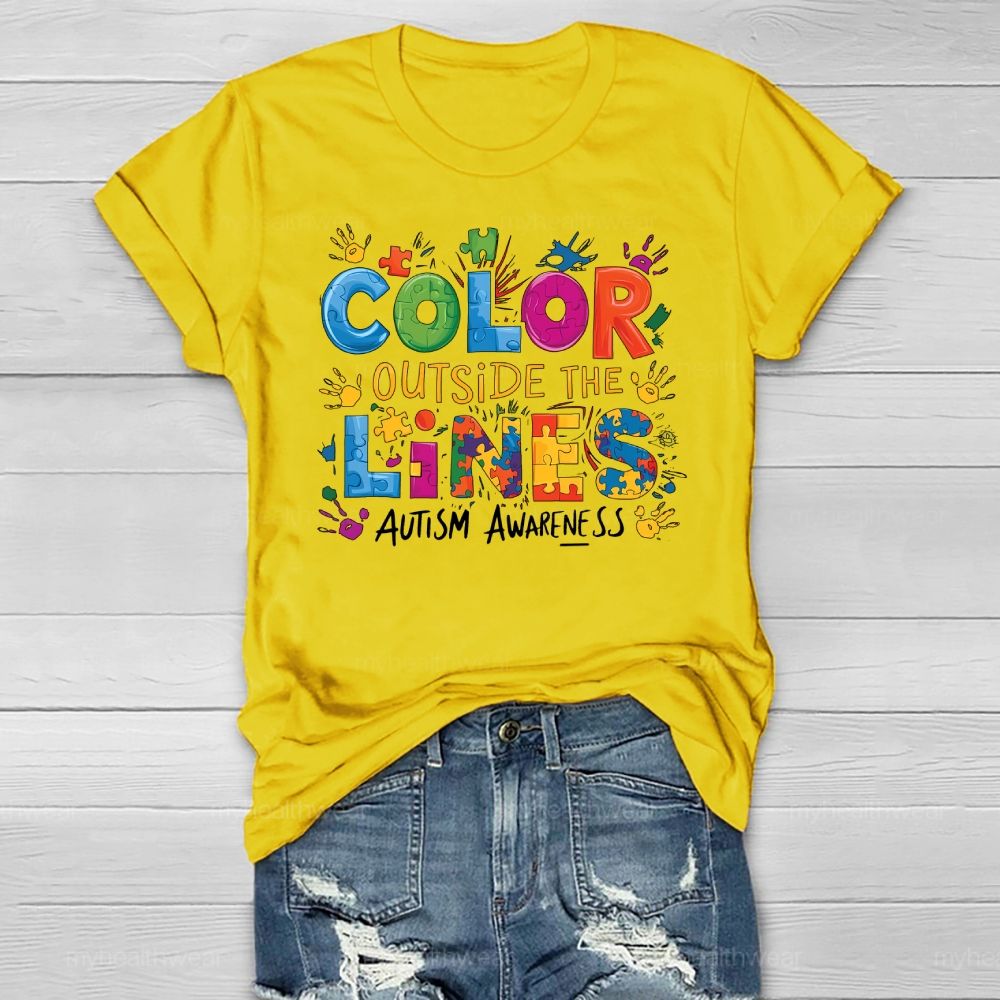 Color Outside The Lines Autism Awareness  Healthwear T-shirt