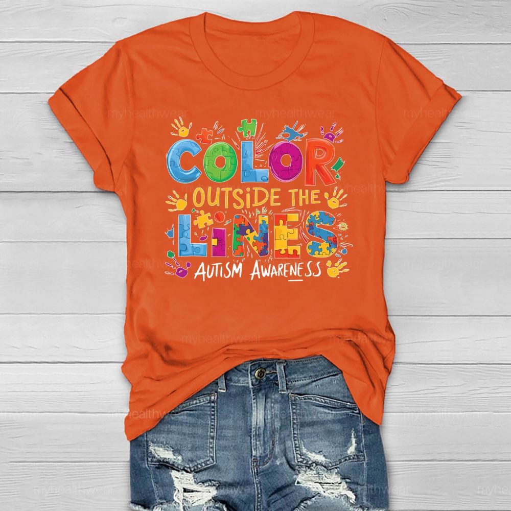 Color Outside The Lines Autism Awareness  Healthwear T-shirt
