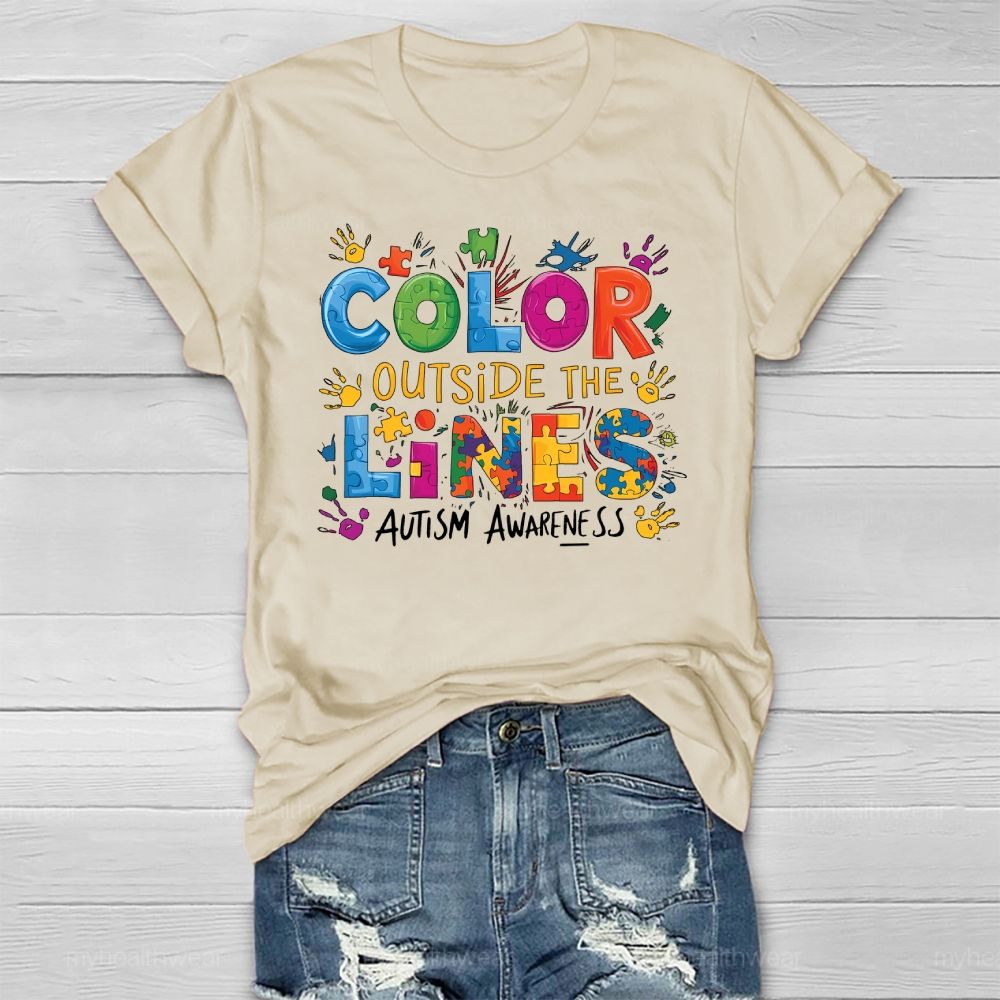 Color Outside The Lines Autism Awareness  Healthwear T-shirt