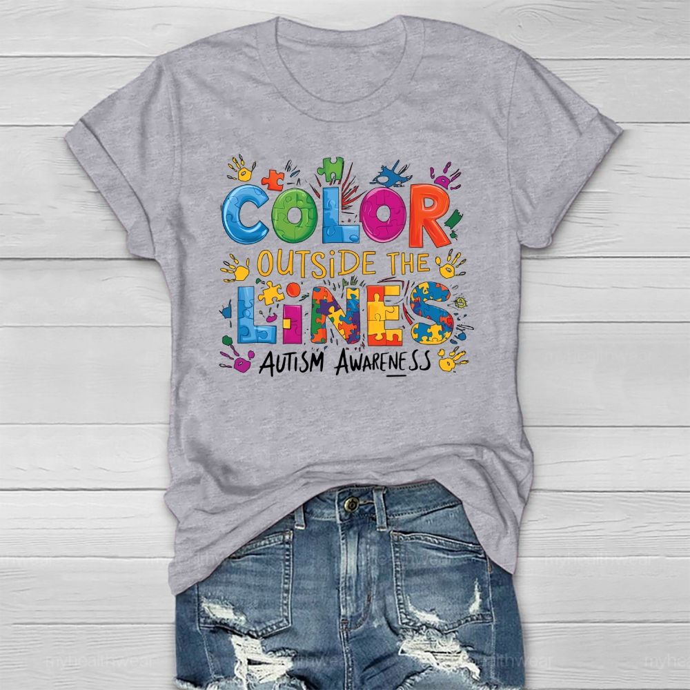 Color Outside The Lines Autism Awareness  Healthwear T-shirt