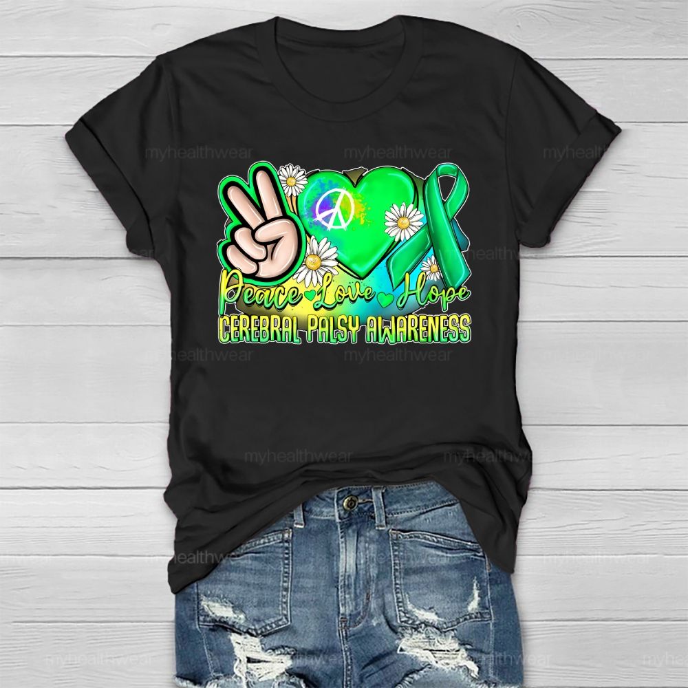 Peace Love Hope Cerebral Palsy Awareness Healthwear T-shirt