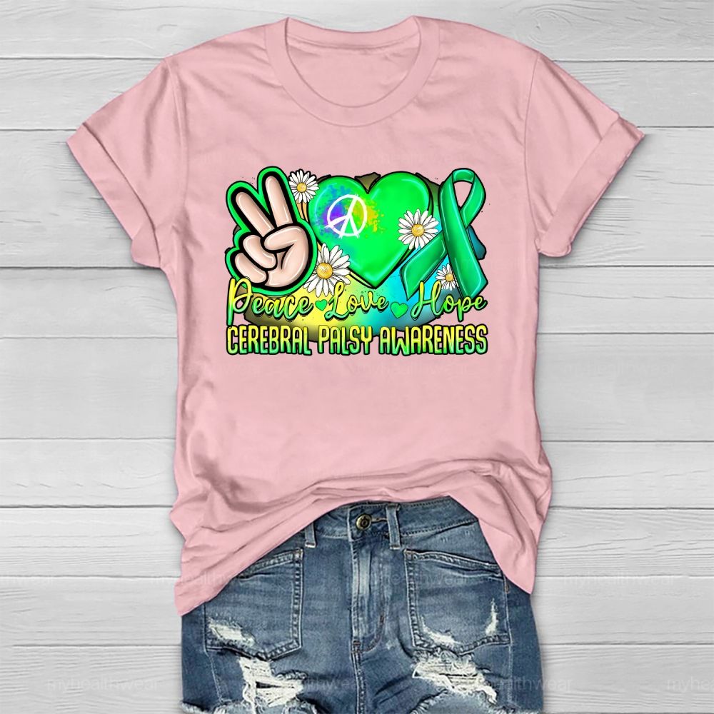 Peace Love Hope Cerebral Palsy Awareness Healthwear T-shirt