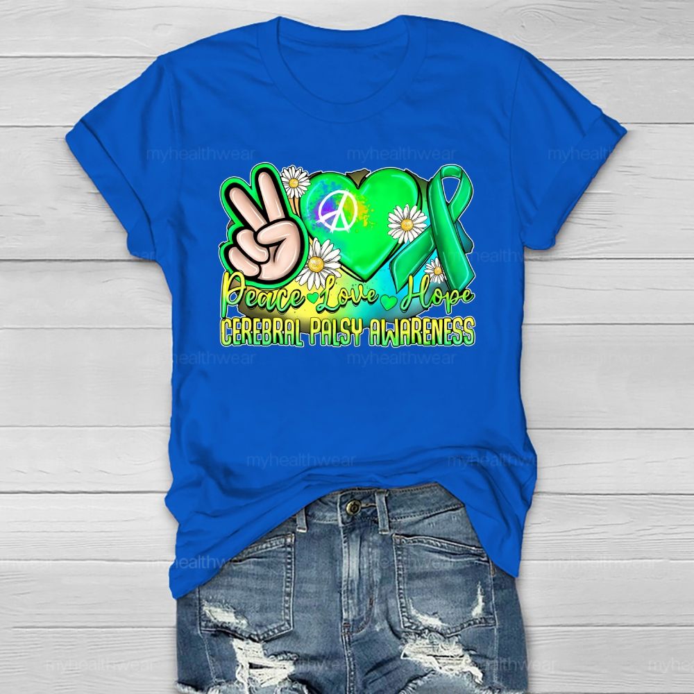 Peace Love Hope Cerebral Palsy Awareness Healthwear T-shirt