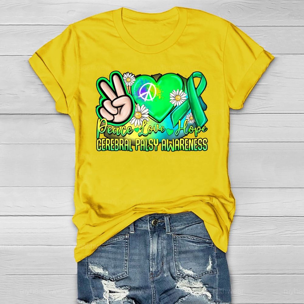 Peace Love Hope Cerebral Palsy Awareness Healthwear T-shirt