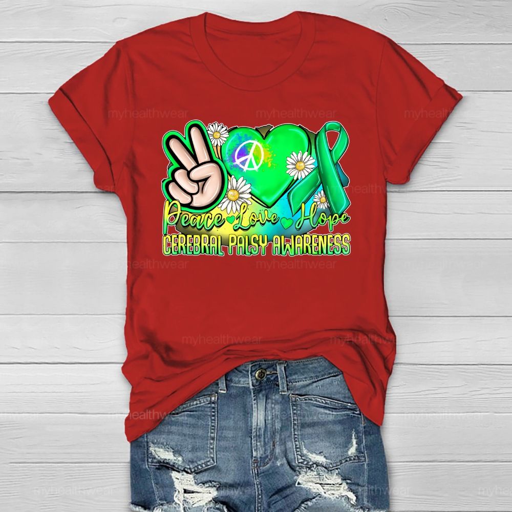 Peace Love Hope Cerebral Palsy Awareness Healthwear T-shirt