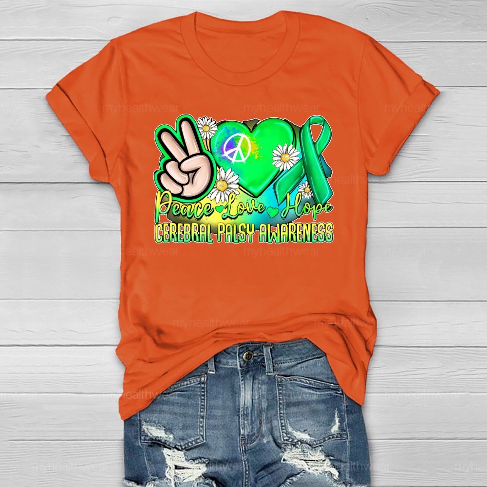 Peace Love Hope Cerebral Palsy Awareness Healthwear T-shirt
