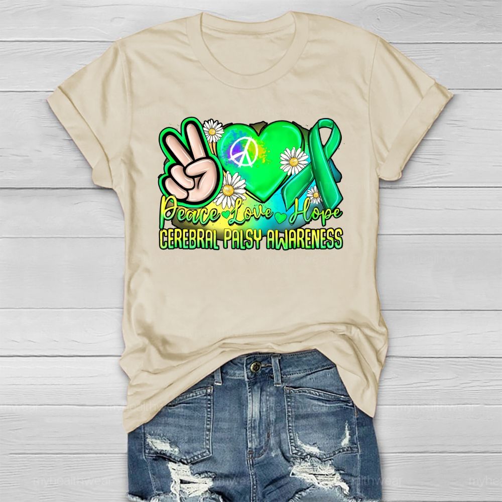 Peace Love Hope Cerebral Palsy Awareness Healthwear T-shirt