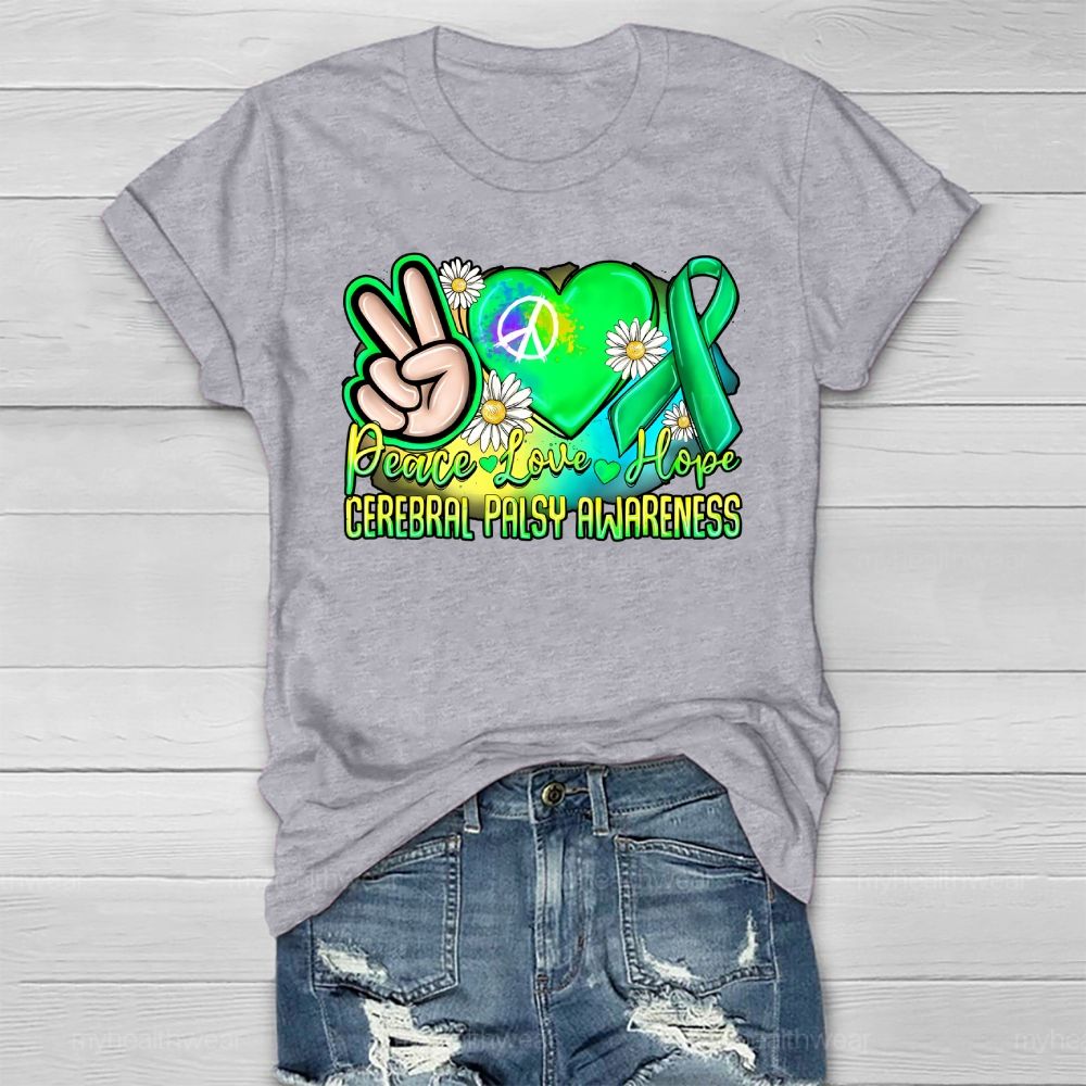 Peace Love Hope Cerebral Palsy Awareness Healthwear T-shirt