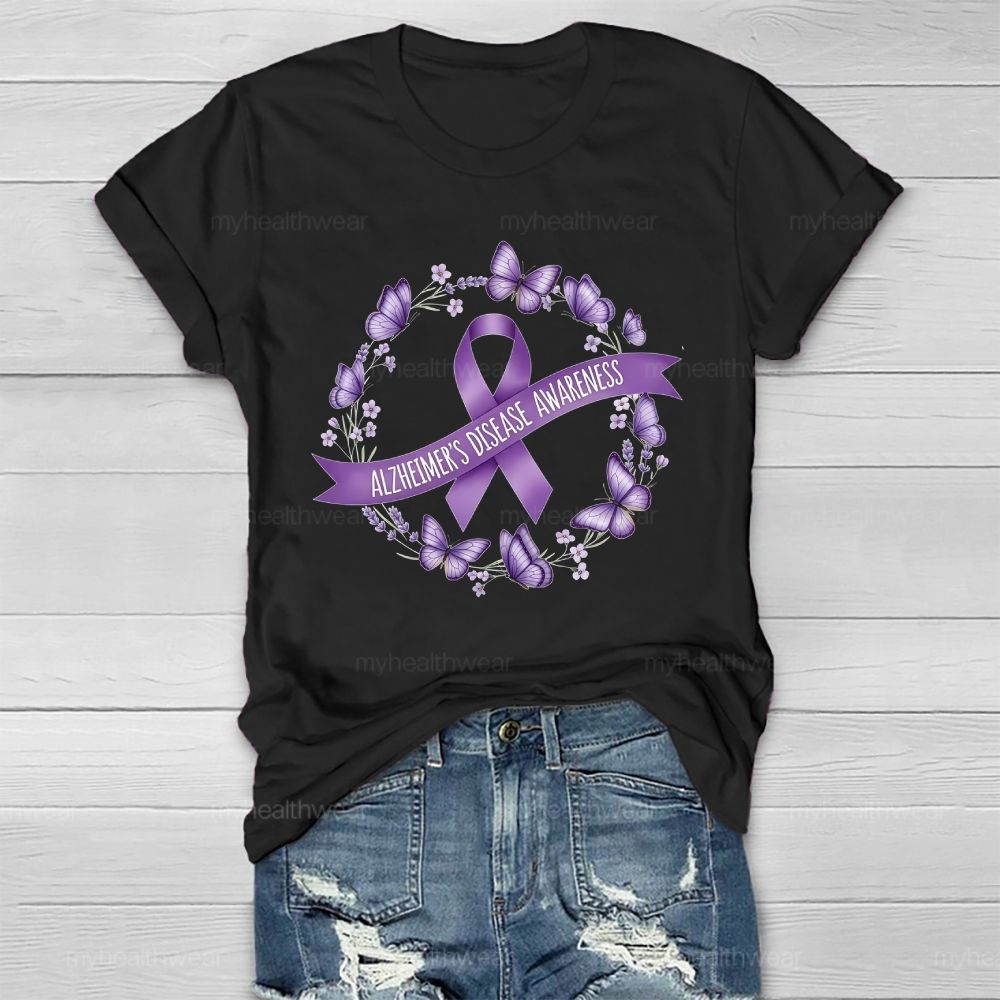 Alzheimer's Disease Awareness Butterfly Healthwear T-shirt